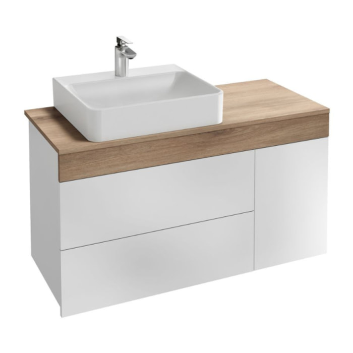 Meuble vasque à poser à gauche 103 cm SULLY blanc et chêne Quêbec