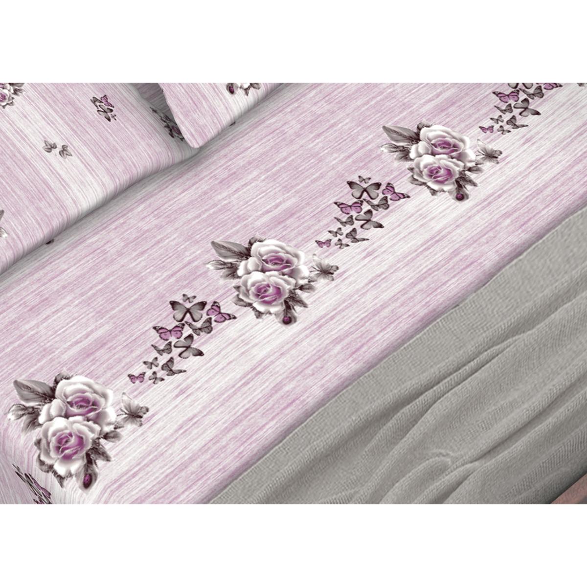 Completo Lenzuola 100% Cotone Butterflies Lilla