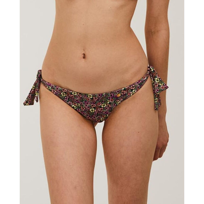 Braga de bikini brasileña con lazos y estampado de flores