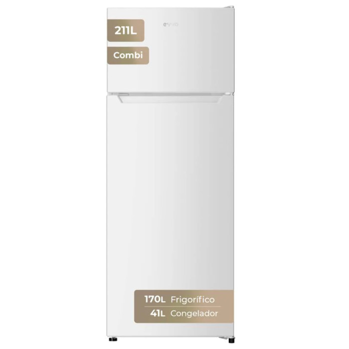 Frigorífico 2 Puertas EVVO F40, 170 l + 41 l, 142,8 cm, Clase E, Blanco
