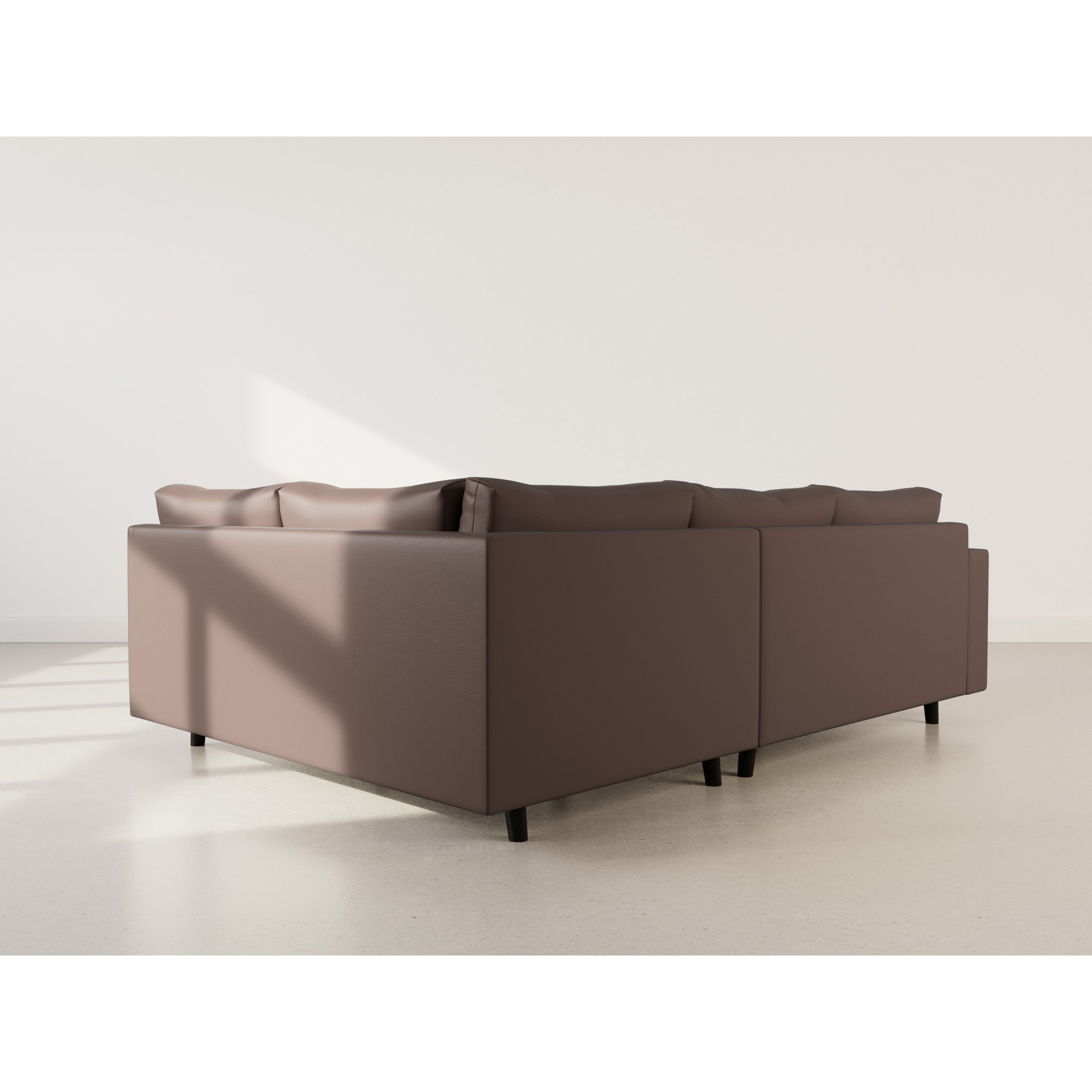 Rune - canapé d'angle droit 4 places en simili - Marron