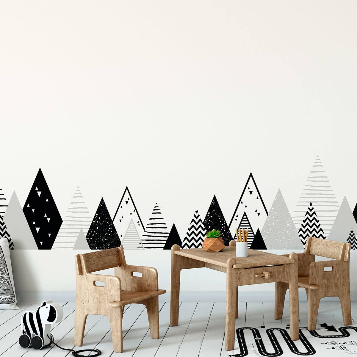 Stickers muraux enfants - Décoration chambre bébé - Autocollant Sticker mural géant enfant montagnes scandinaves MANONKA