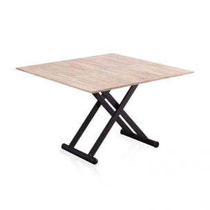 Mesa de centro elevable extensible Katia Negro - Roble