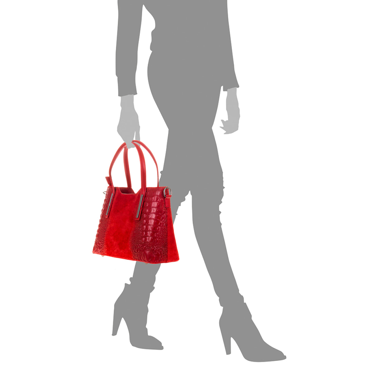 Fiesole Bolso tote Mujer.Piel auténtica Gamuza Grabado Cocodrilo