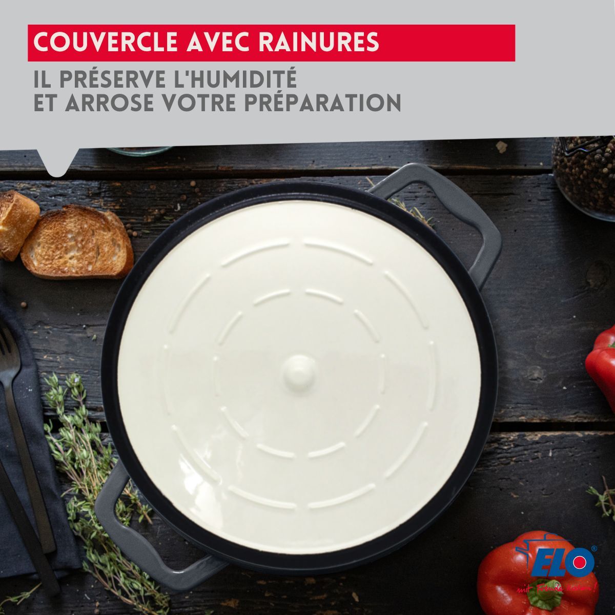 Cocotte en fonte émaillée gris classique