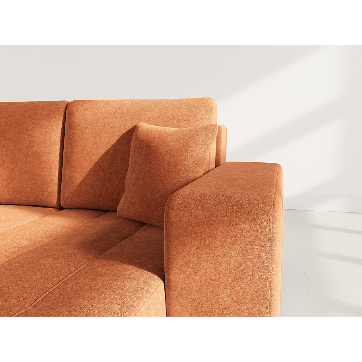 Nicole - canapé d'angle réversible 4 places convertible avec coffre en tissu - Rouille