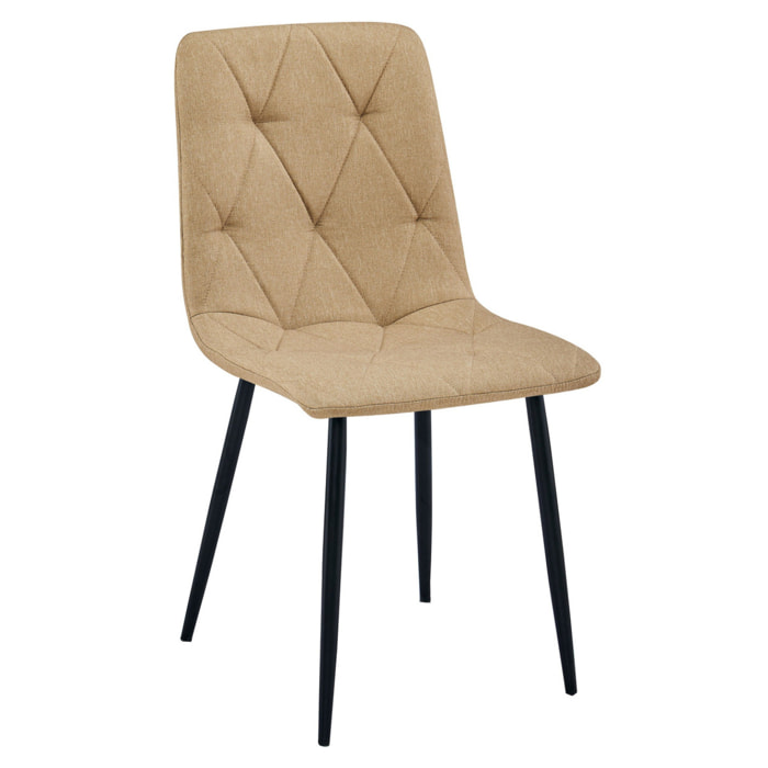 Set di 2 sedie Libra in tessuto marrone e gambe nere