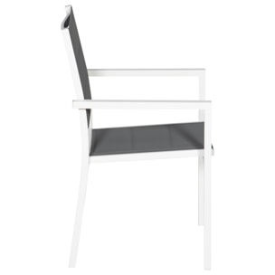 Lot de 10 chaises rembourrées en aluminium blanc - textilène gris