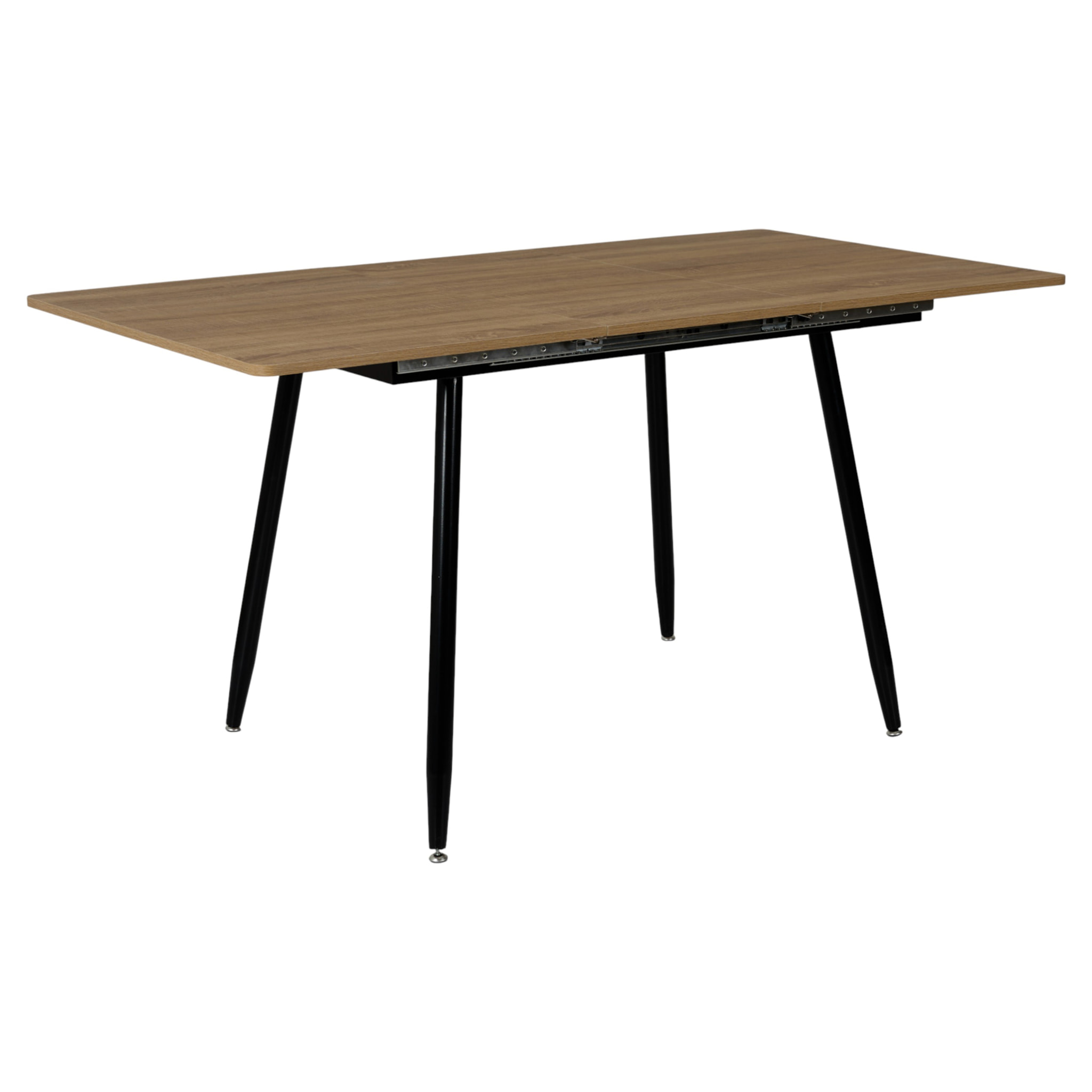 Table Extensible - HOME DECO FACTORY - LOKA - Effet Bois - Pieds Métalliques - Marron et Noir