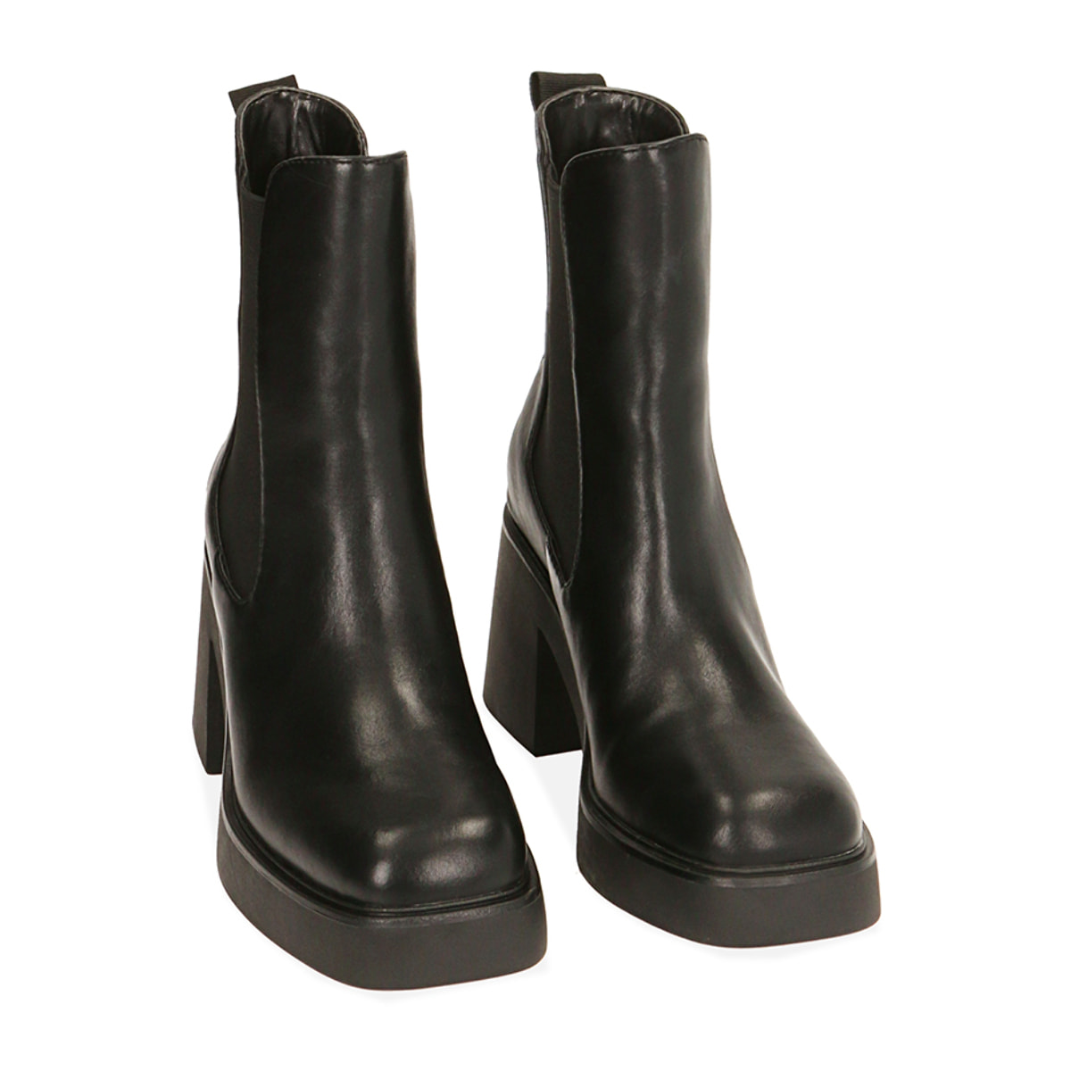 Botas Chelsea negras con plataforma, tacón 8,5 cm