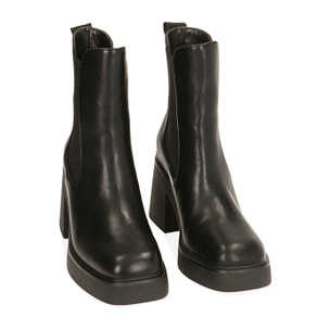 Botas Chelsea negras con plataforma, tacón 8,5 cm