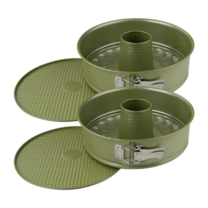 Ensemble de 2 Moules à manqué et à savarin double fond 26 cm Zenker Green Vision