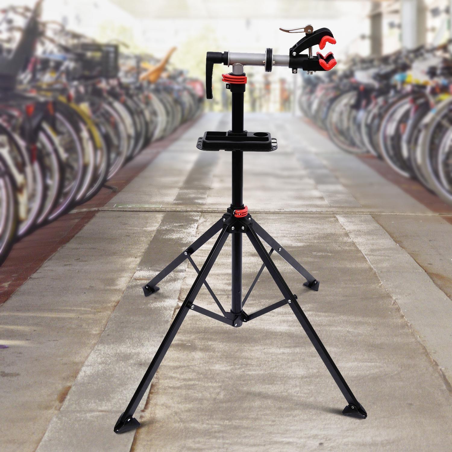 Homcom - Pied d'atelier vélo réparation support pied de montage pivotant  360° hauteur réglable argent