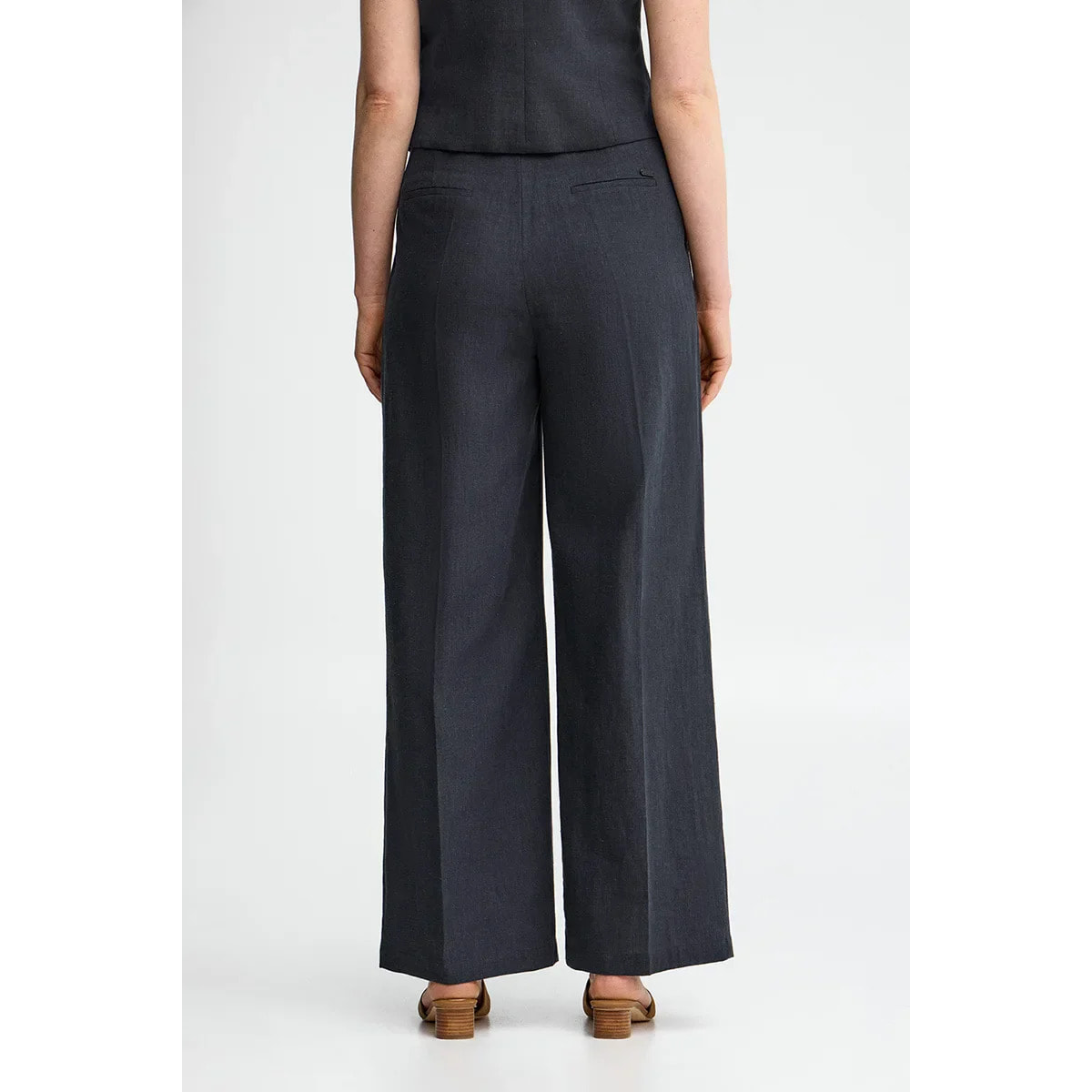 Pantalón Alice de lino azul marino de corte relajado con logo Polo Club
