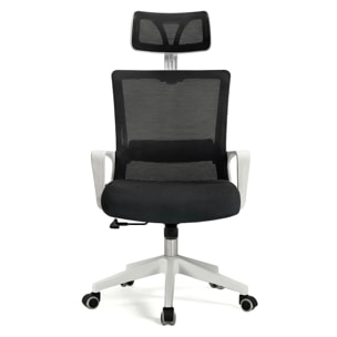 Silla de oficina ergonómica en blanco y negro 111-121x51 cm Dafne Tex Blanco - Negro