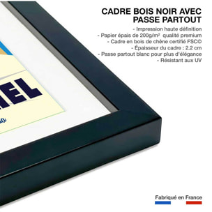 Poster de bisous de kitzbuhl Affiche + cadre en bois - Noir