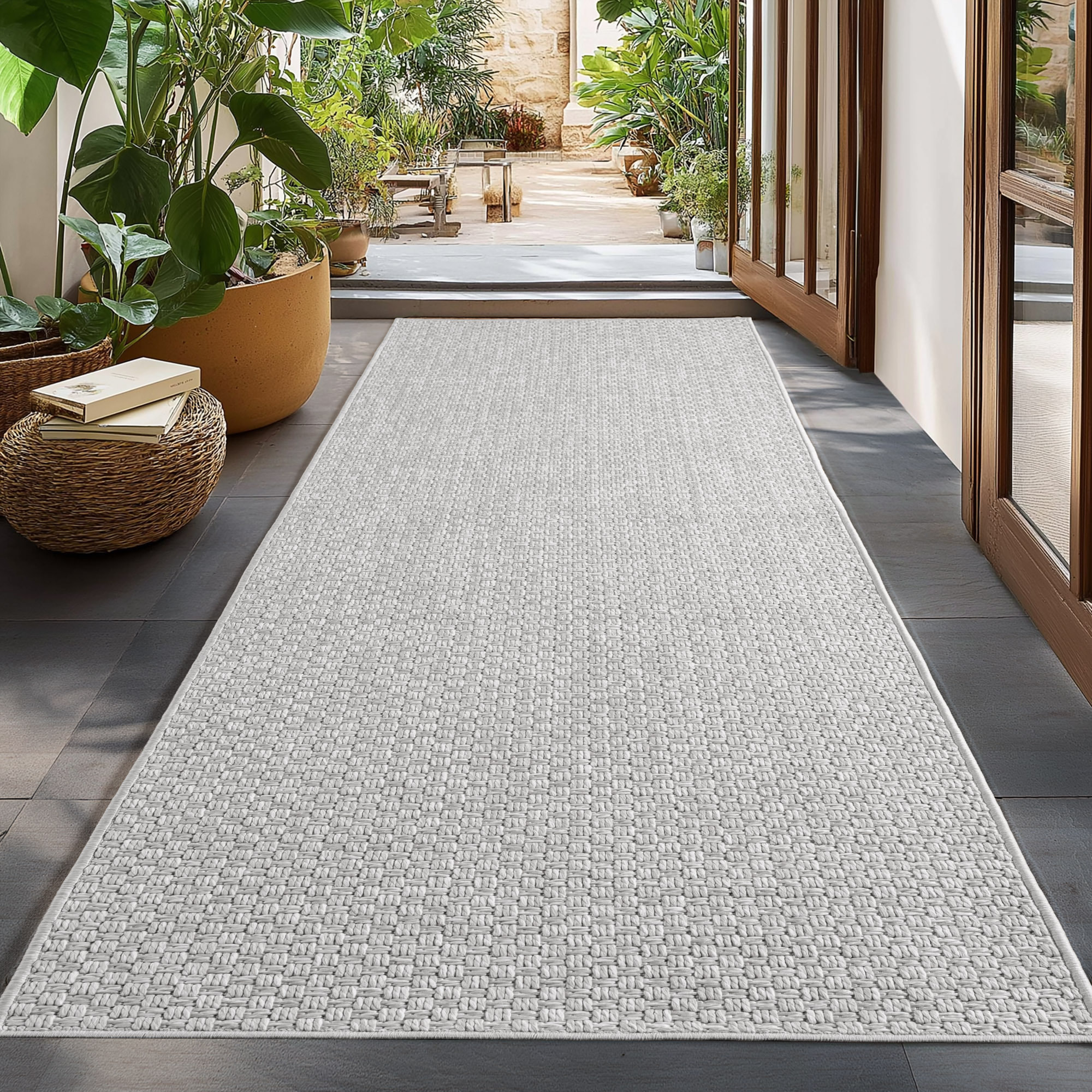 NEREA - Tapis intérieur/extérieur gris, design chic