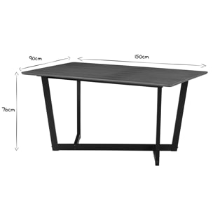 Table design rectangulaire noyer et bois teinté noir L150 cm KOUK