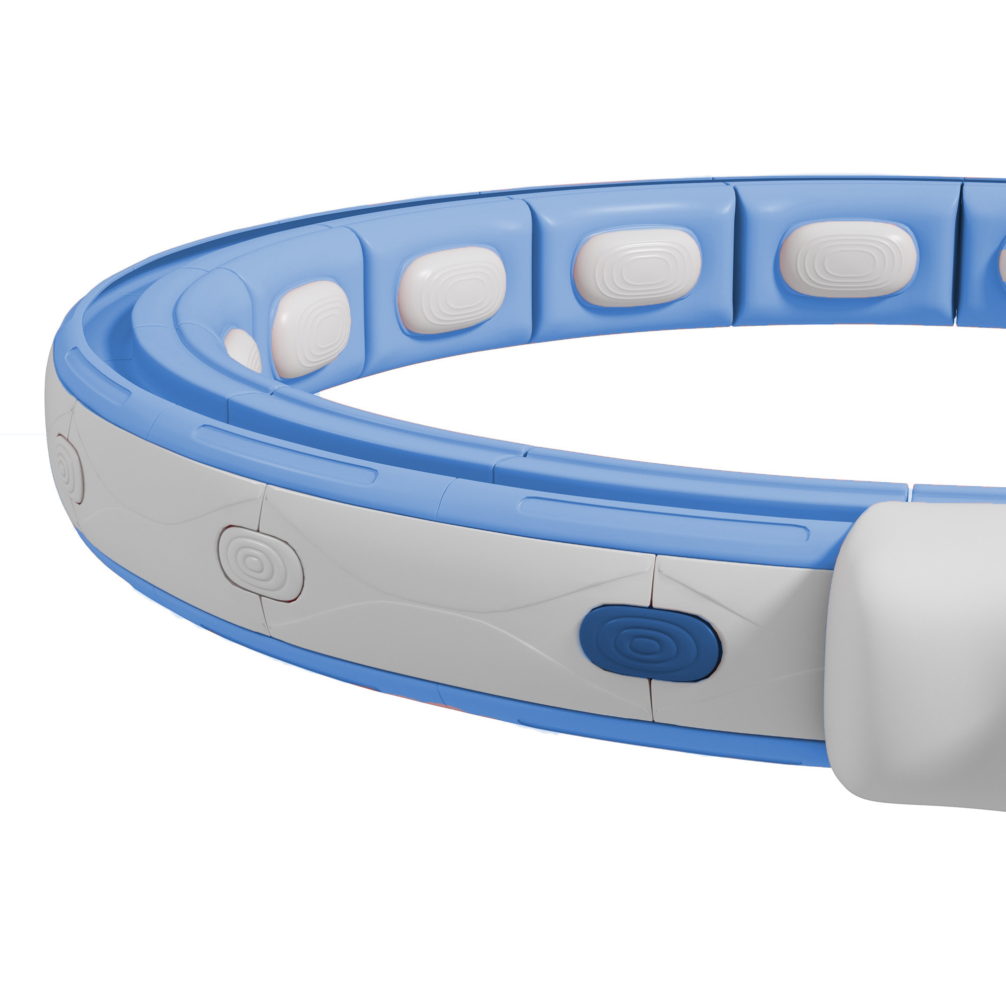 Hula Hoop fitness réglable dia. 76-113 cm - picots massage intégrés, segments amovibles - blanc bleu