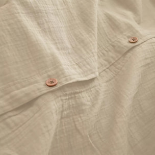 Housse de couette gaze de coton lavé uni beige Malia lin