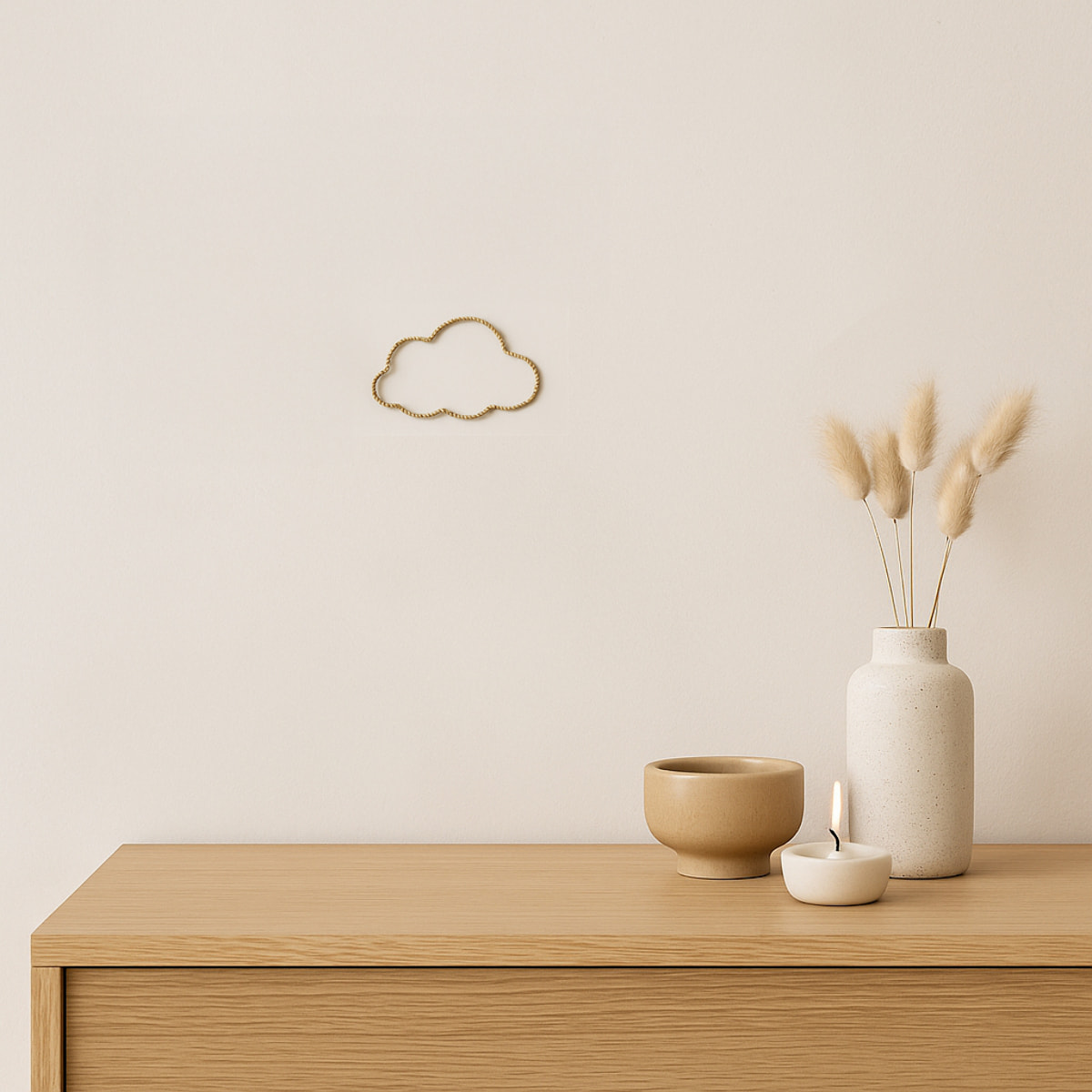 Déco murale nuage fil laiton torsadé - Doré Vieilli