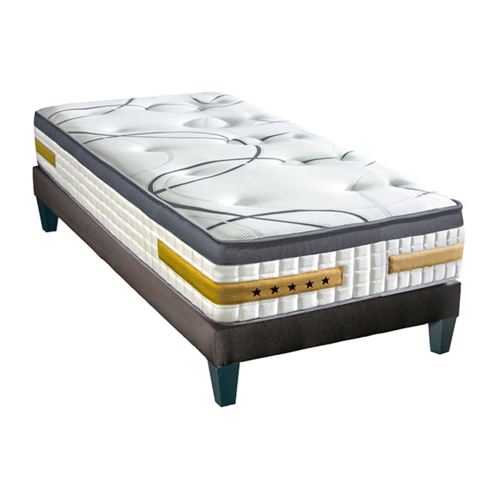 Ensemble 1 place Matelas Memoire de forme Copenhague avec sommier en bois