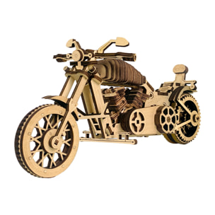 Maqueta de Madera 3D, con movimiento mecánico diseño de Motocicleta de carretera. 153 piezas.