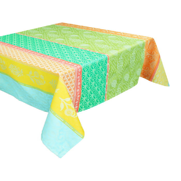 Nappe pur coton motif jacquard multicolore Mille saris kerala