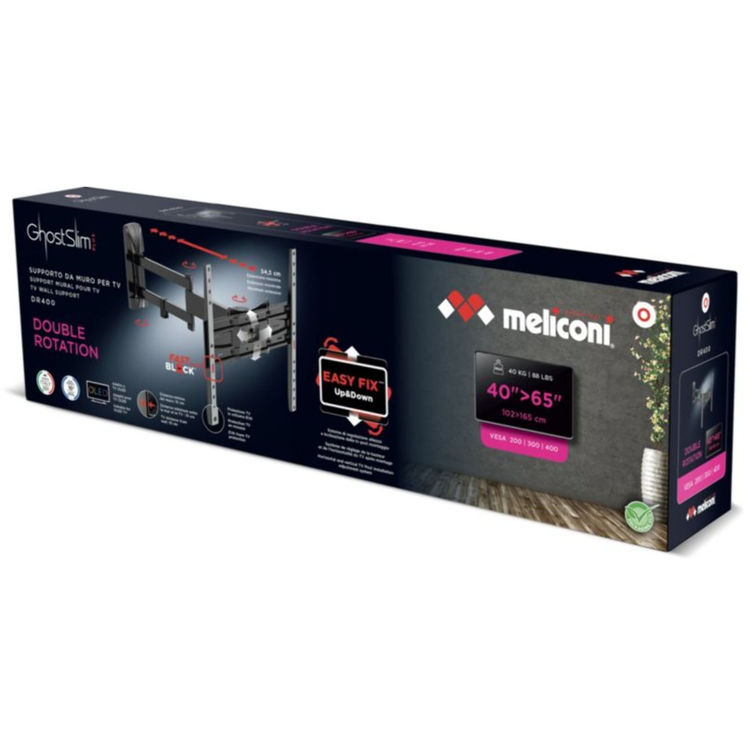 Support mural TV MELICONI GS DR 400 PLUS FB