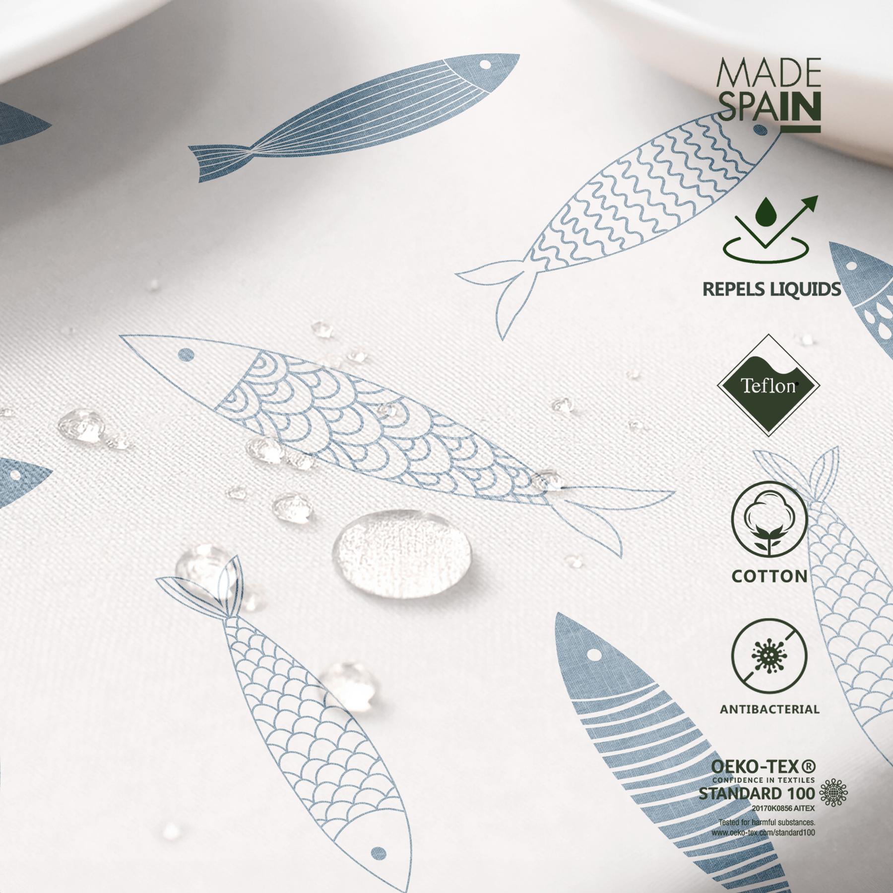 Nappe imprimée anti-tâches FAMARA BLEU