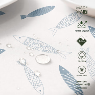 Nappe imprimée anti-tâches FAMARA BLEU