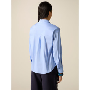 Oltre - Camicia in popeline con ricamo gioiello - Azzurro