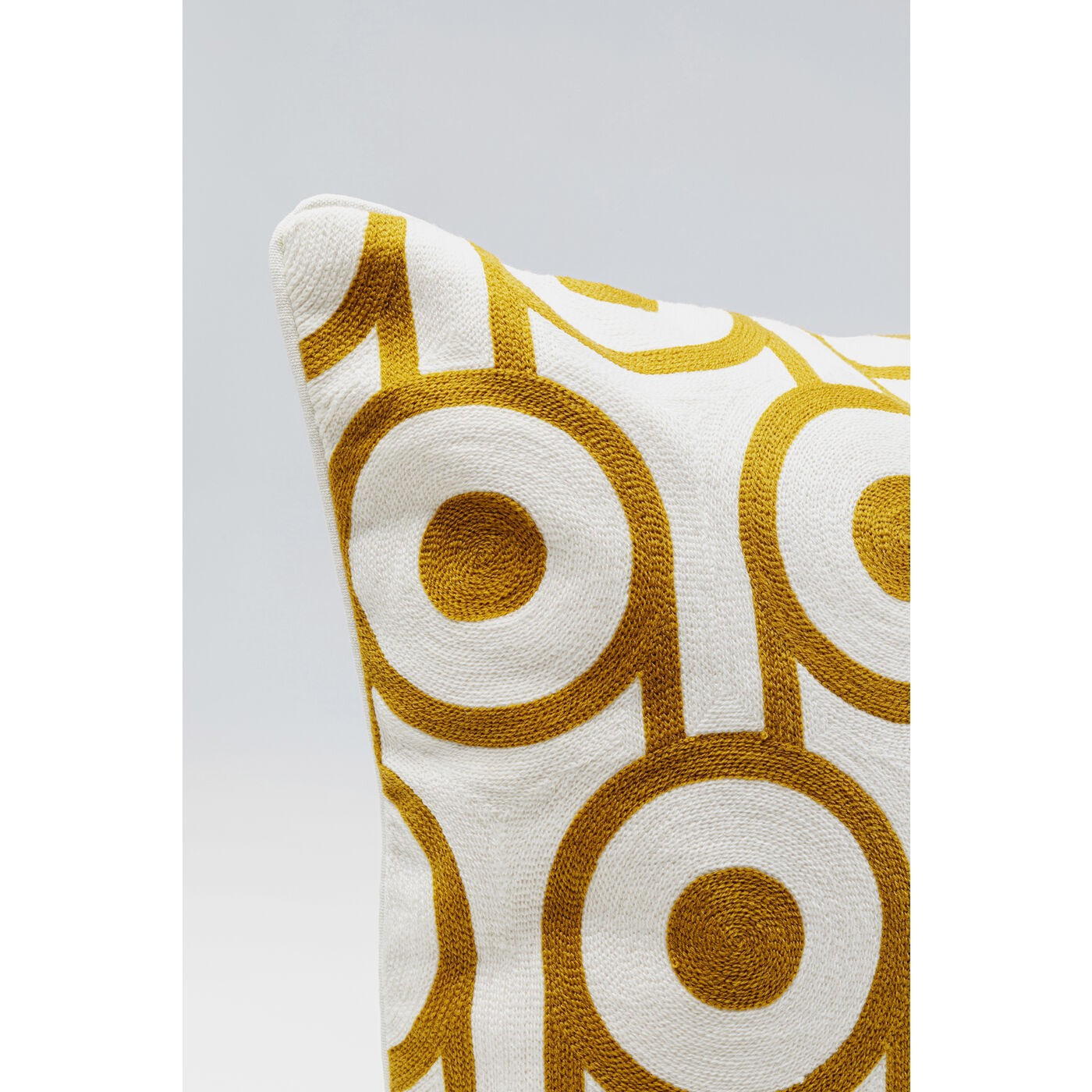 Coussin Catena Circle jaune et blanc Kare Design