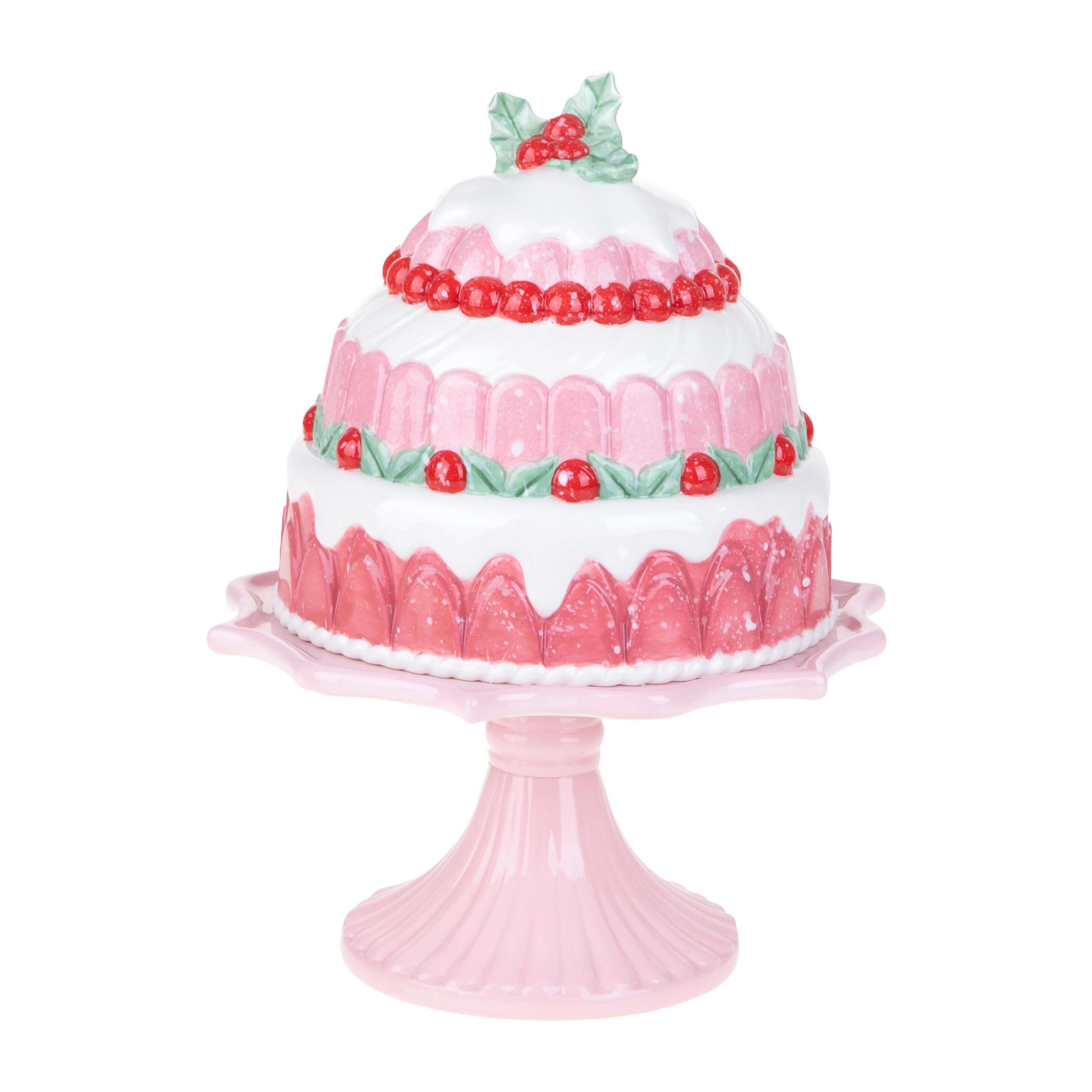 Decoro torta con Alzata - Pezzi 1 - Colore Bianco - 22,9x30Hx21,6cm - Bianchi Dino