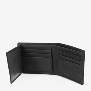 Cartera americana piel negra con costuras sin portamonedas