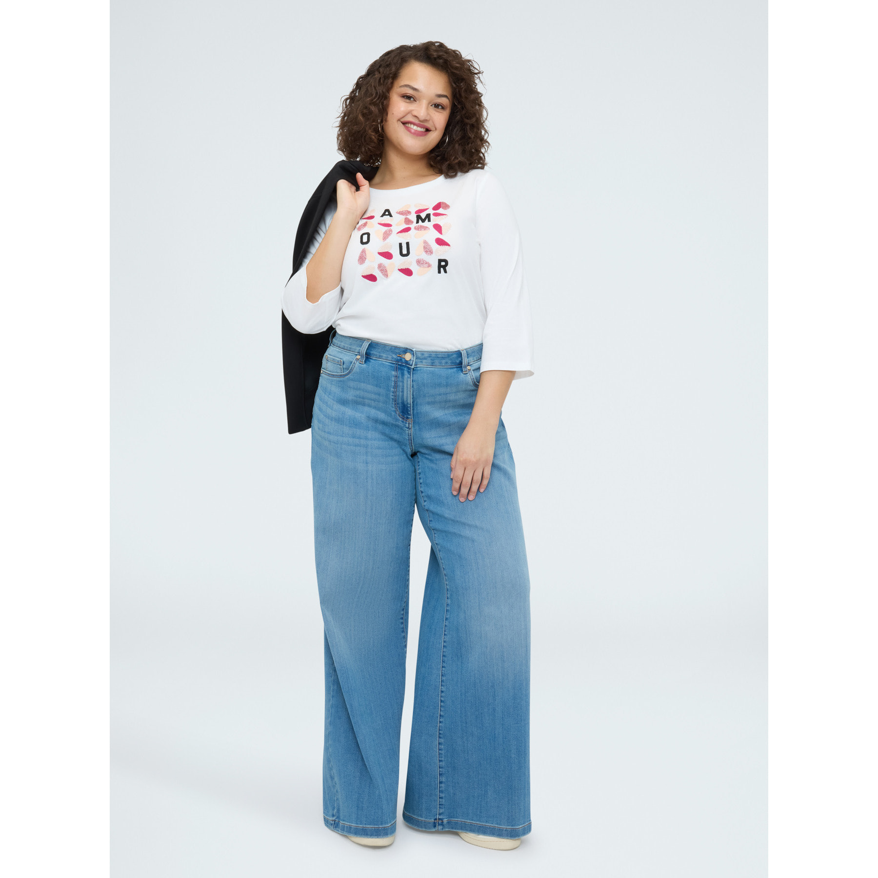 Fiorella Rubino - T-shirt in cotone con scritta AMOUR - Bianco