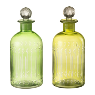 J-Line carafe Feuilles - verre - vert - large - 2 pièces