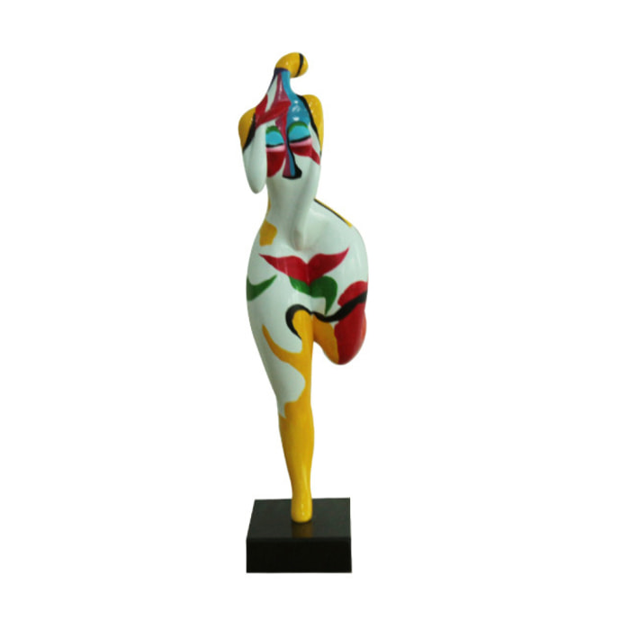 Statue femme en résine peinture multicolore H59cm - SPOSA 01