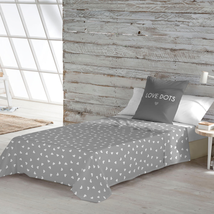 Popcorn - Juego de Sábanas Estampadas - Incluye 1 o 2 Fundas de Almohada - 100% Algodón - Love Dots