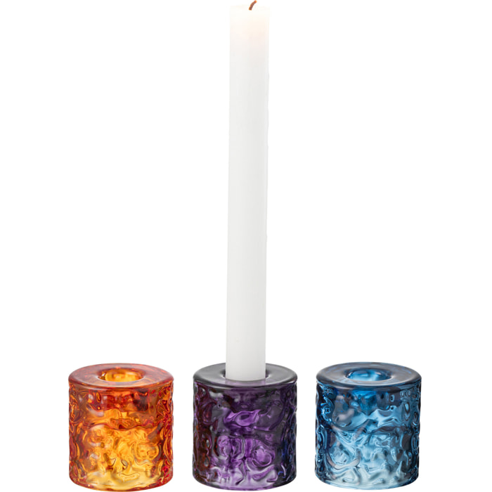 J-Line bougeoir Martelé - verre - mix - 3 pcs