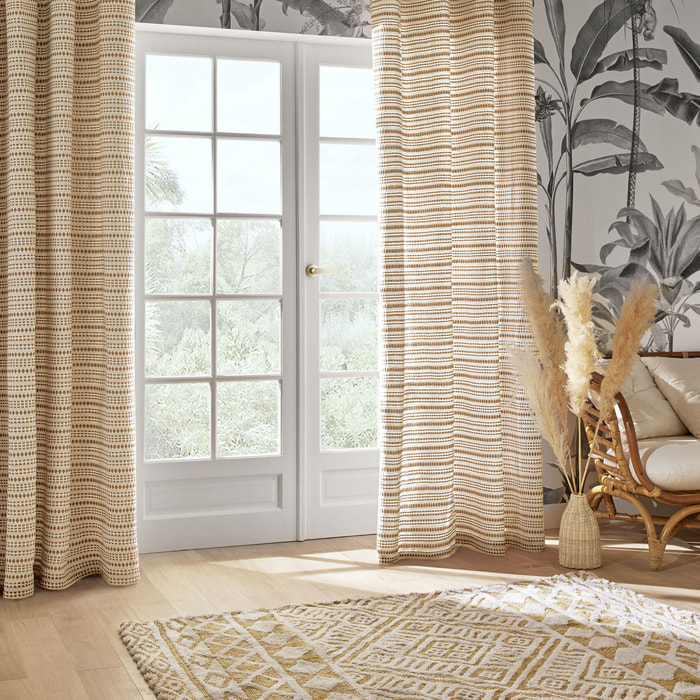 Rideau jacquard "Micah" 130x260cm beige lin