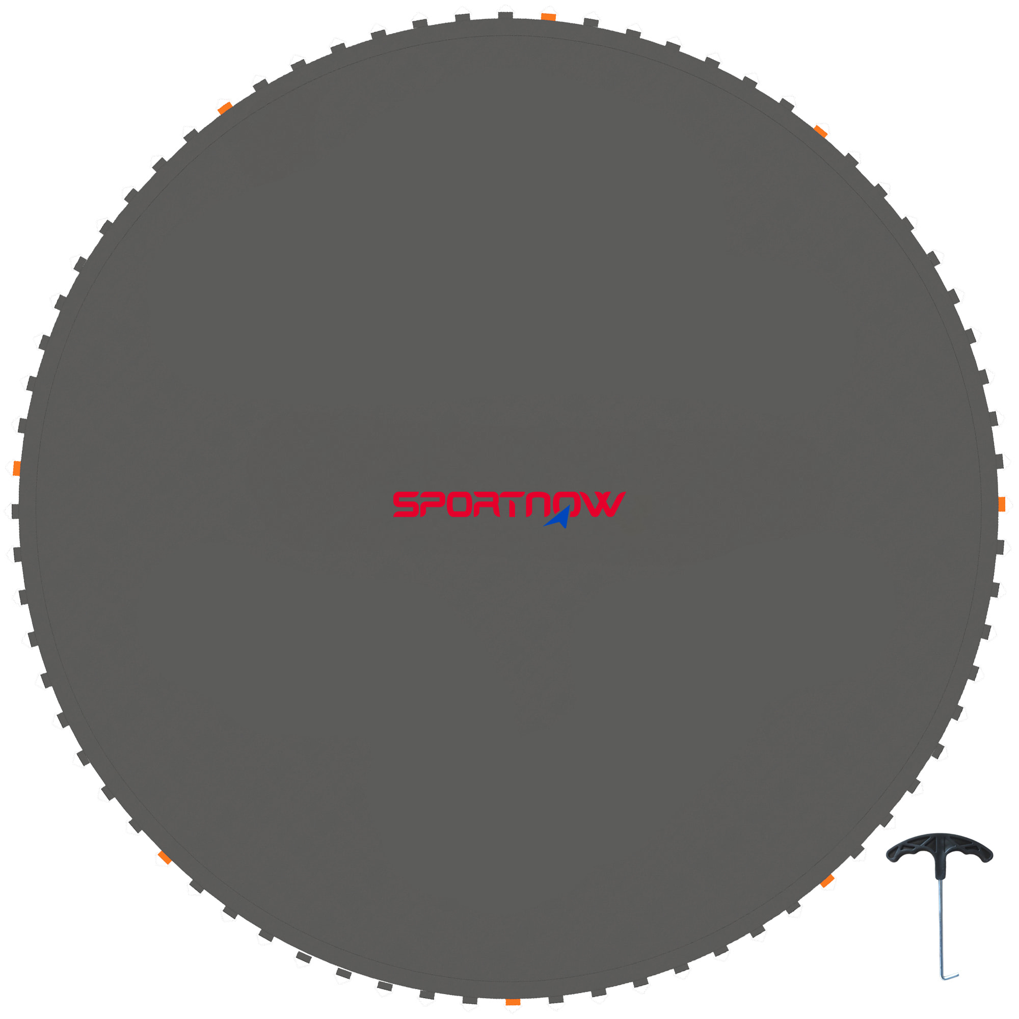 Tapis de rechange trampoline Ø 3,7 m ressorts 14 cm outil 72 crochets en V inclus blanc noir