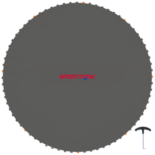 Tapis de rechange trampoline Ø 3,7 m ressorts 14 cm outil 72 crochets en V inclus blanc noir
