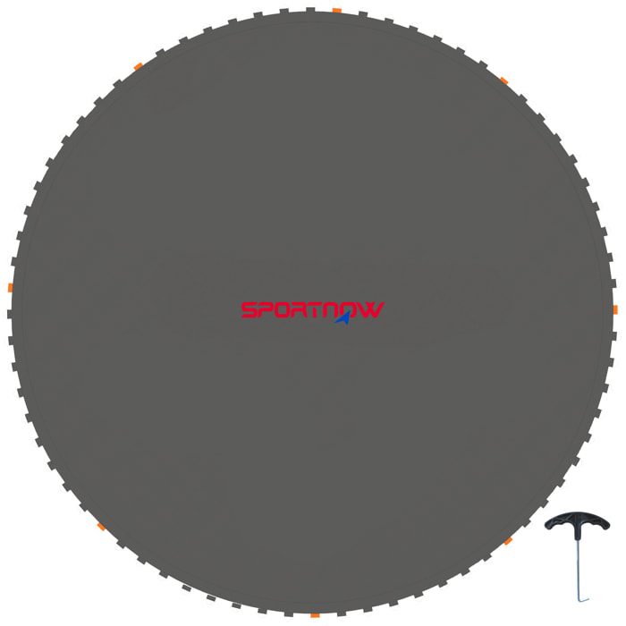 Tapis de rechange trampoline Ø 3,7 m ressorts 14 cm outil 72 crochets en V inclus blanc noir