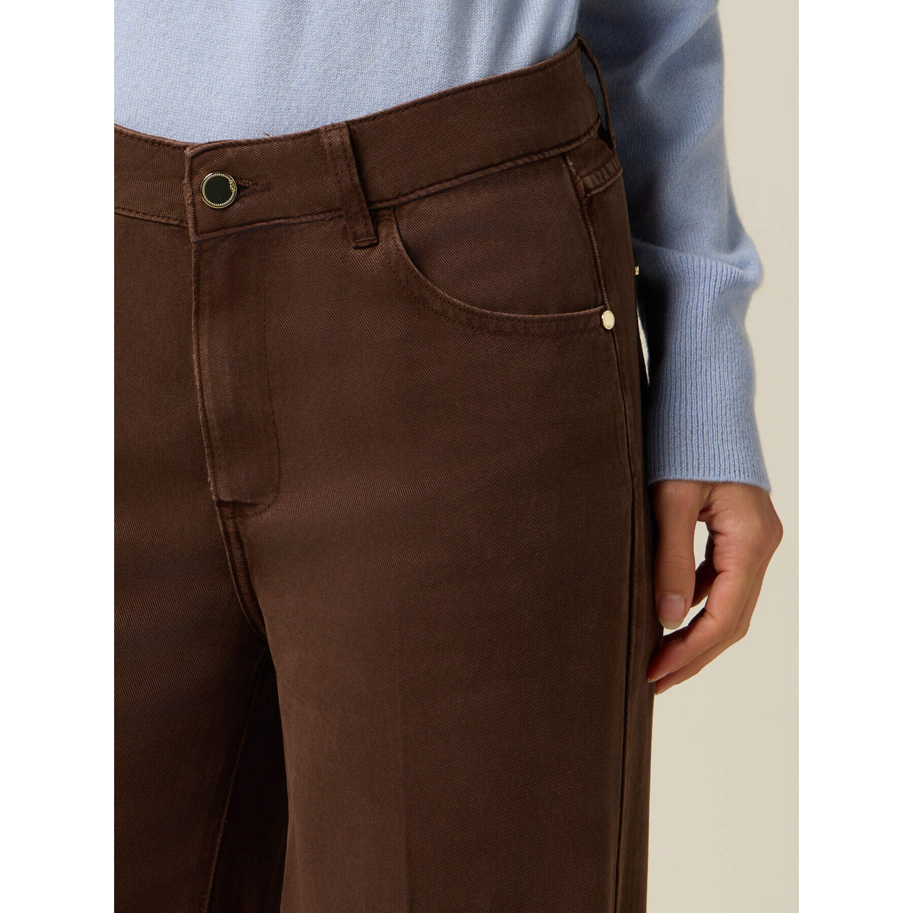 Oltre - Pantaloni palazzo in tencel - Marrone