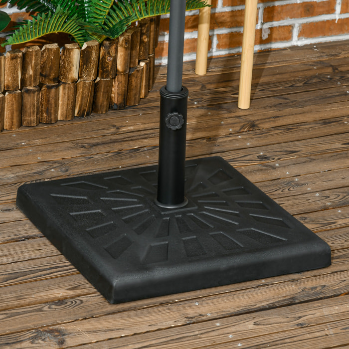 Base de Sombrilla de Resina 19 kg Soporte para Parasol Pie de Parasol para Mástil de Ø32/38/48 mm para Jardín Terraza Patio 51x51x32 cm Negro