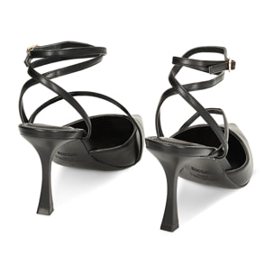 Décolleté slingback nere, tacco 8 cm