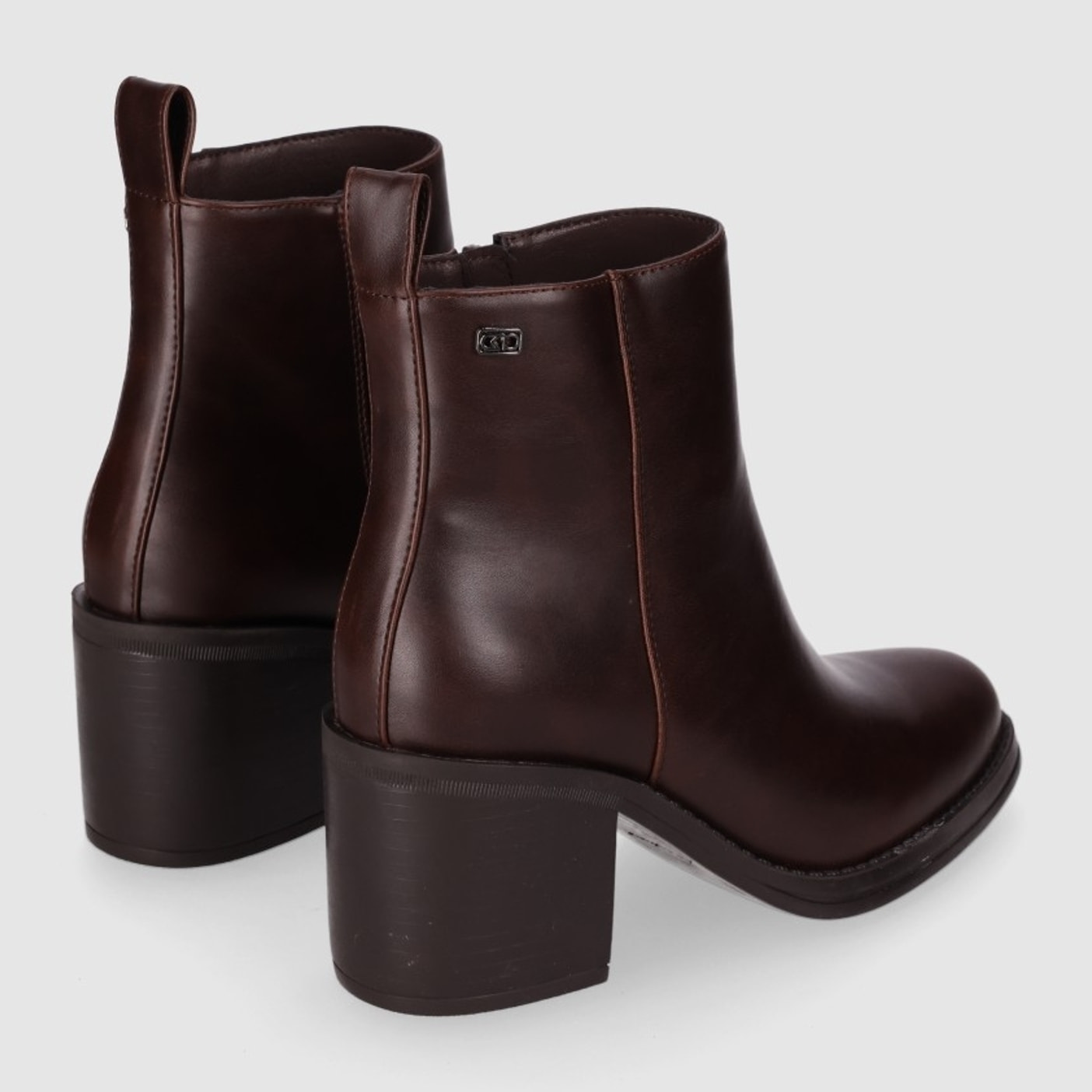 Botines de Piel Sintética - Marron - Tacón: 7 cm