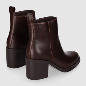 Botines de Piel Sintética - Marron - Tacón: 7 cm
