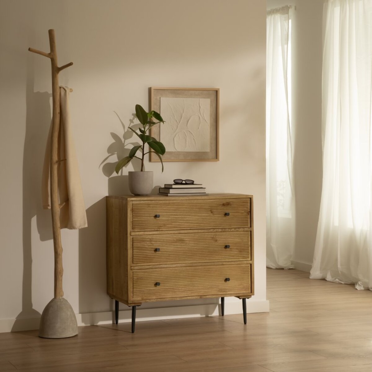 Commode Boreal -bois massif de manguier-couleur bahamas naturelles 90 x 85 x 45 cm